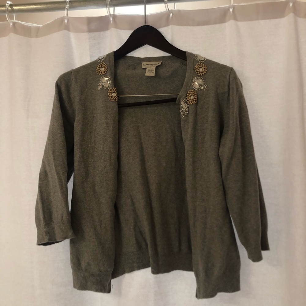 Great Banana Republic Grey Embellished Cardigan!